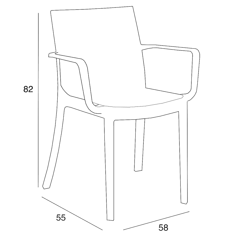 Sedia Perla con Braccioli Impilabile Antracite - Set 4 Sedie